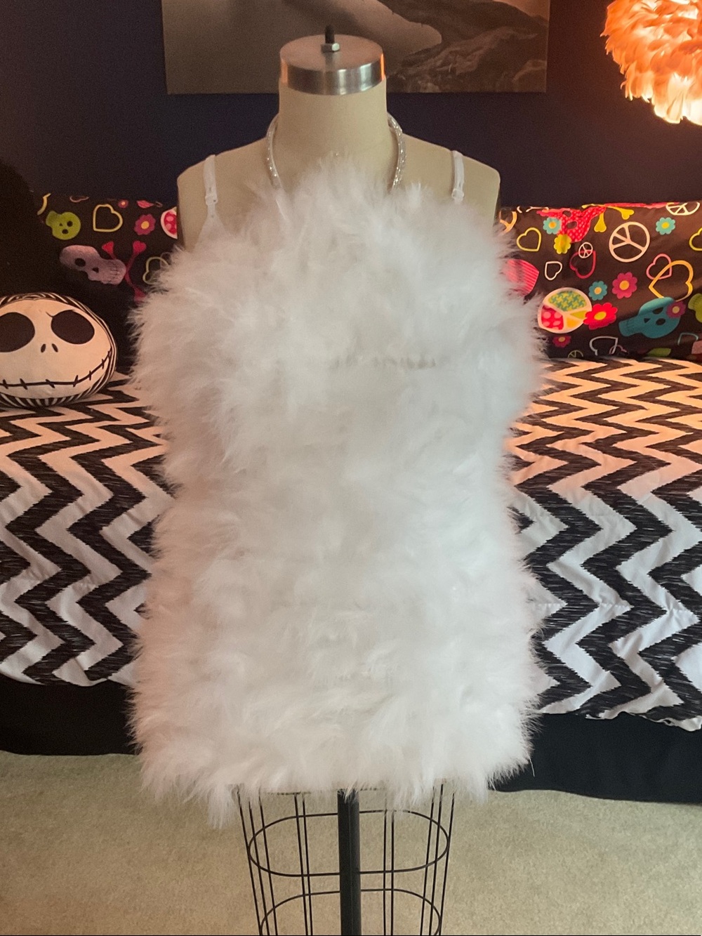 AKIRA White Feather Mini Dress